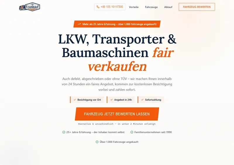 Screenshot der Website fzankauf.de