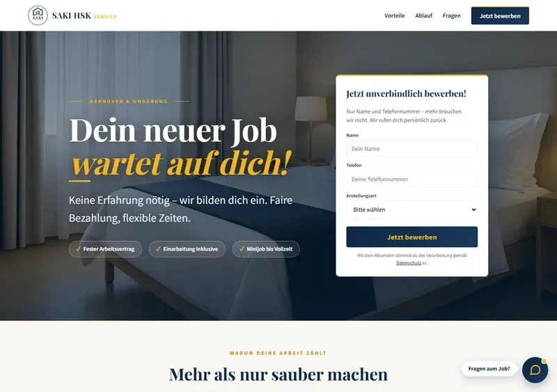 Screenshot der Bewerber-Website sakihsk.de